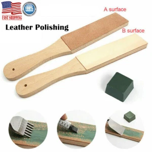 Double Sided Leather Strop Tool Paddle Compound Knife Kit Sharpener Honing - Picture 1 of 8