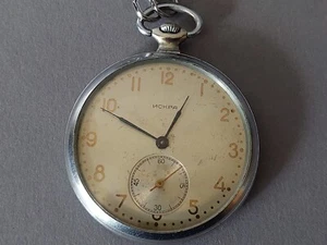 Soviet pocket Clock Spark , Watch "ISKRA". Made in the USSR, 50s. Working. - Picture 1 of 19