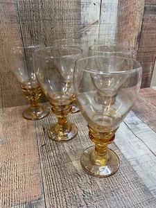 6 - Pier 1 One Handblown Wine Water Glasses Goblets Pearl Amber Clear  - Picture 1 of 7