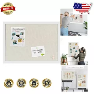 Durable Linen and Cork Wall-Mounted Picture Board with 20 Pushpins Included - Picture 1 of 10