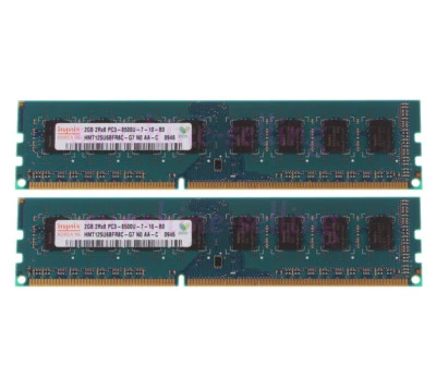 Hynix 4GB 2X 2GB DDR3 2RX8 PC3-8500U 1066MHz 240PIN Desktop memory RAM DIMM CL7 - Image 1 of 4