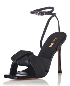 ALIAS MAE Heel Size 38 Black Leather “Milla” Square Toe Wrap Straps - Picture 1 of 15