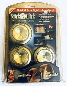 NEW (sealed) Stick N Click LED Peel and Stick Lights As Seen on TV -- Set of 3 - Picture 1 of 6