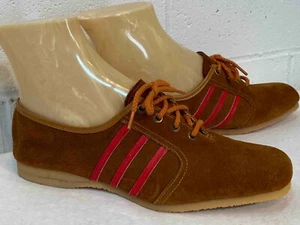 Sz 6 NOS Shoe Vtg 70s 3 Stripe Rust Pigskin Suede Leather Sneaker Oxford Kraus - Picture 1 of 8
