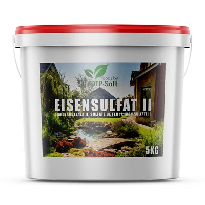 DTP-SOFT 5kg Eisensulfat Moosverdränger Rasendünger Eisendünger Turbodünger Eimer Moos