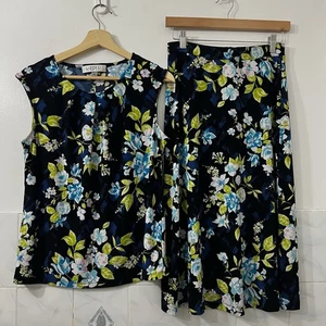 Kasper Women’s Floral 2-Piece Top Skirt Set Whimsigoth Fairy Grunge Office XS/S - Picture 1 of 10