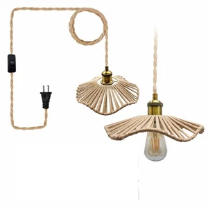 2 Stück 16,7 Fuß Stecker-Pendelleuchte, Metall Lampenschirm mit Schalter, E26 E27 Leuchte... - Bild 1 von 7