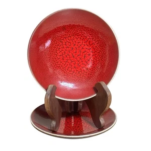 Jars-France Tourron Cerise Dark Cherry Red 5 3/5" Bread Plate French Set of 2 - Picture 1 of 9