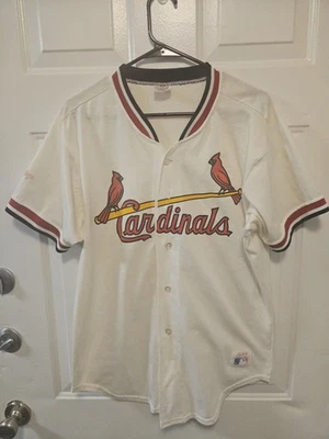 Camiseta deportiva blanca Rawlings MLB de los Cardenales de San Luis de colección de los 80 grande para adulto hecha en EE. UU. Foto 1 de 4