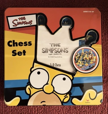 The Simpsons Vintage 3D Chess Set in Tin Box 2000 Cardinal Complete Set - Image 1 of 4