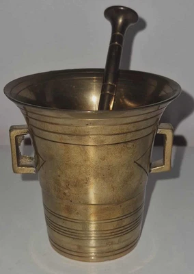 ✨ Mortier et pilon en laiton – Vintage – Made in India - Photo 1/4