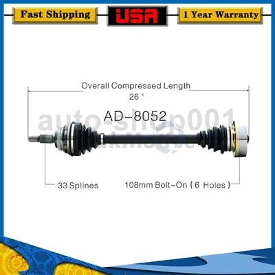 Eje delantero izquierdo CV eje articulado para Audi 5000 Quattro 1988 1987 1986 Foto 1 de 2