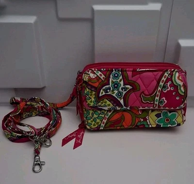 Bandolera Vera Bradley Rosa Remolino Todo en Uno Vibrante Colorido Estampado Cartera Foto 1 de 4