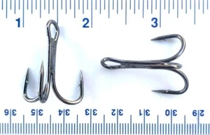 50 GT 9650 3X Strength Round Bend Black Nickel Treble Fish Hooks Size 1 - Picture 1 of 1