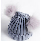 Toddler Baby Knit Hat Kid Scarf Double Pom Fluffy Fur Winter Warm Beanie Cap Uk