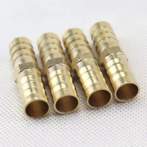 4Pcs 3/8" 10mm Brass Hose Barb Mender Union Brass Fitting Gas Fuel Water Air - Picture 1 of 8
