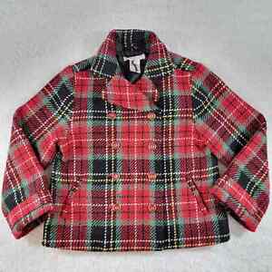 Janie and Jack Holiday Portrait Collection Girl's Plaid Peacoat Size 4T-5T