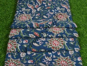 Indian 5 Meter Floral Fabric Hand Block Print Handmade Craft Cotton Running - Picture 1 of 6