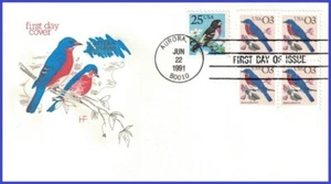 USA4 #2478 U/A HOUSE OF FARNAM FDC BL4 Eastern Bluebird - Imagen 1 de 1