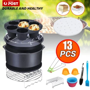 8" Air Fryer Accessories Frying Cage Dish Baking Pan Rack Pizza Tray Pot - Picture 1 of 7
