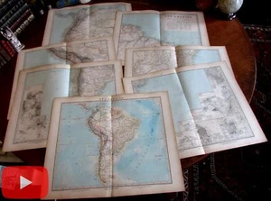 South America 1888 Petermann huge wall map 6 sheets lot of 7 old maps - Picture 1 of 2