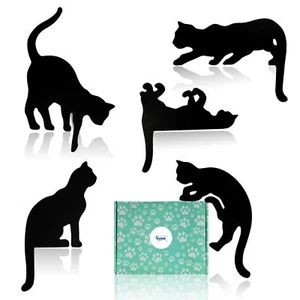 5PCS Black Cat Wall Art Decor Set, Wooden Black Cat Silhouettes for Halloween... - Picture 1 of 7