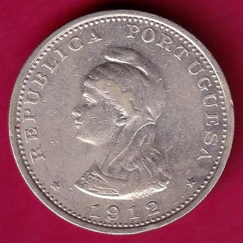 REPUBLICA PORTUGUESA 1912 UMA RUPIA BEAUTIFUL SILVER COIN  #B14 Cover