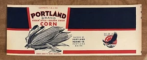 1940s Portland Brand Cream Corn Can Label Portland Maine USA WWII Eagle Emblem - Picture 1 of 3