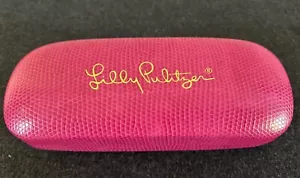 Lilly Pulitzer Eyeglasses Glasses Sunglasses Hot Pink Hard CASE Blue Lined - Picture 1 of 6