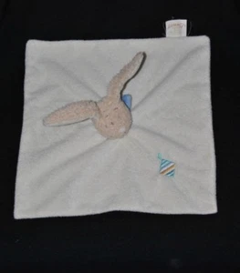 Peluche doudou lapin plat BENGY blanc crème bandana bleu cerf volant TTBE - Picture 1 of 1