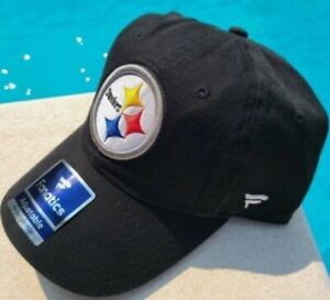 PITTSBURGH STEELERS FANATICS ADJUSTABLE BLACK HAT WITH PATCH ONE SIZE