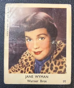 Jane Wyman 1954 Val Bubble Gum German TV Movie Star Insert Trading Card RARE! - Picture 1 of 2
