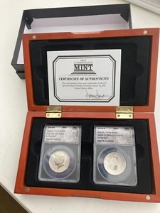 2019-S APOLLO 11, 2pc SET, ✪ ANACS PR-70 & RP70 ✪ KENNEDY/APOLLO COMMEM 50C/COA - Picture 1 of 8