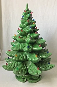 Vintage Ceramic Christmas Tree Green w Multi Color Lights 23" Table Top Musical - Picture 1 of 12