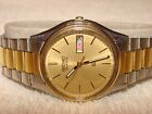Vintage Seiko SQ Mens Watch Day Date Two-Tone Stainless Steel Quartzl 5H23-7B79