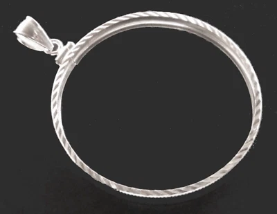 Coin Bezel One Ounce Silver Panda 40mm Diamond Cut Sterling Silver Soldered Bail - Image 1 of 3