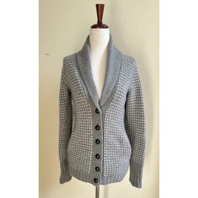 J. Cárdigan Crew Italiano Cachemira Gris y Blanco Punto Nórdico Botón Delantero - XS Foto 1 de 4