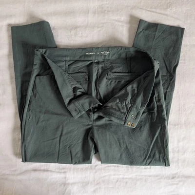 Pantalones para mujer Old Navy tiro alto Pixie ajustados secretos bolsillos lisos talla 16 verde Foto 1 de 4
