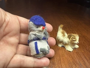 Original Fur Animals  Mouse  Made in W. Germany And Cat Unbranded - Picture 1 of 10