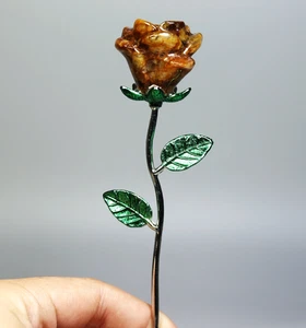 Altura 151 mm Natural Dorado Curandero Cuarzo Cristal Tallado Rosa Flor Espécimen - Imagen 1 de 8