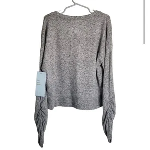 Z by Zella Girls Crop Top Sweater Size 7/8 NWT Gray Long Sleeve Ruched Nordstrom - Picture 1 of 5
