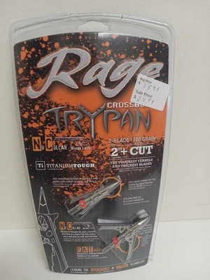 Rage Trypan N Crossbow Broadheads Archery 100 Grain 2Inch Cut Blade Titanium