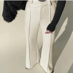 Neu mit Etikett C/MEO Commense Collective cremefarbene einfache Paspelhose mit hoher Taille Größe L - Bild 1 von 10