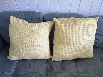 Decorative Throw Pillows - Set Of 2 - 18 x 18 inch - Light Yellow - Image 1 of 4