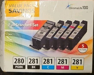Genuine Canon PIXMA 280 281 PGBK Black, Color Ink Cartridges 5 Pack Standard Set - Zdjęcie 1 z 6