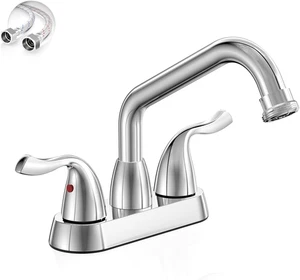 Centerset 4-Inch 2 or 3 Hole Chrome Utility Sink/Laundry Faucet, with Rotatable - Picture 1 of 12