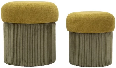Aspen Pouf Set mit Stauraum grün 2-teilig Ø42x44cm Ø35x37cm Polyester Velours - Bild 1 von 4