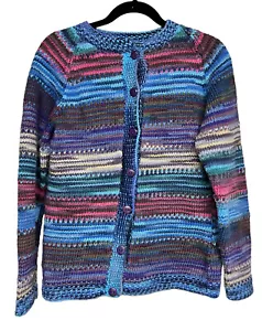The Sweater Venture Multicolored Striped Cardigan Sweater Women’s Size Medium - Picture 1 of 7