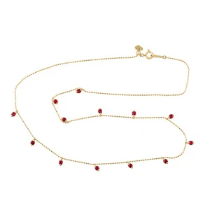 Ruby Choker Necklace 18K Yellow Gold Women Fashion Gemstone Jewelry - Picture 1 of 6