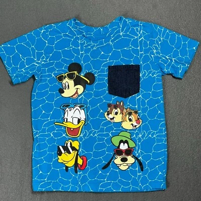 Disney Character mickey & friends Graphic T-Shirt Pocket Tee Blue Pool Print 5T - Image 1 of 4